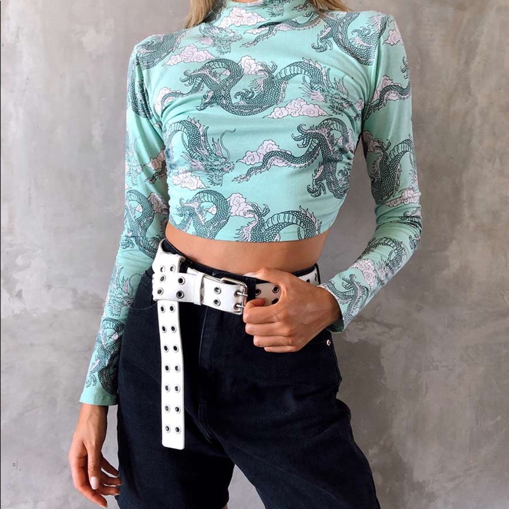 Motel | QUELIA CROP TOP CHINESE DRAGON NEO MINT
